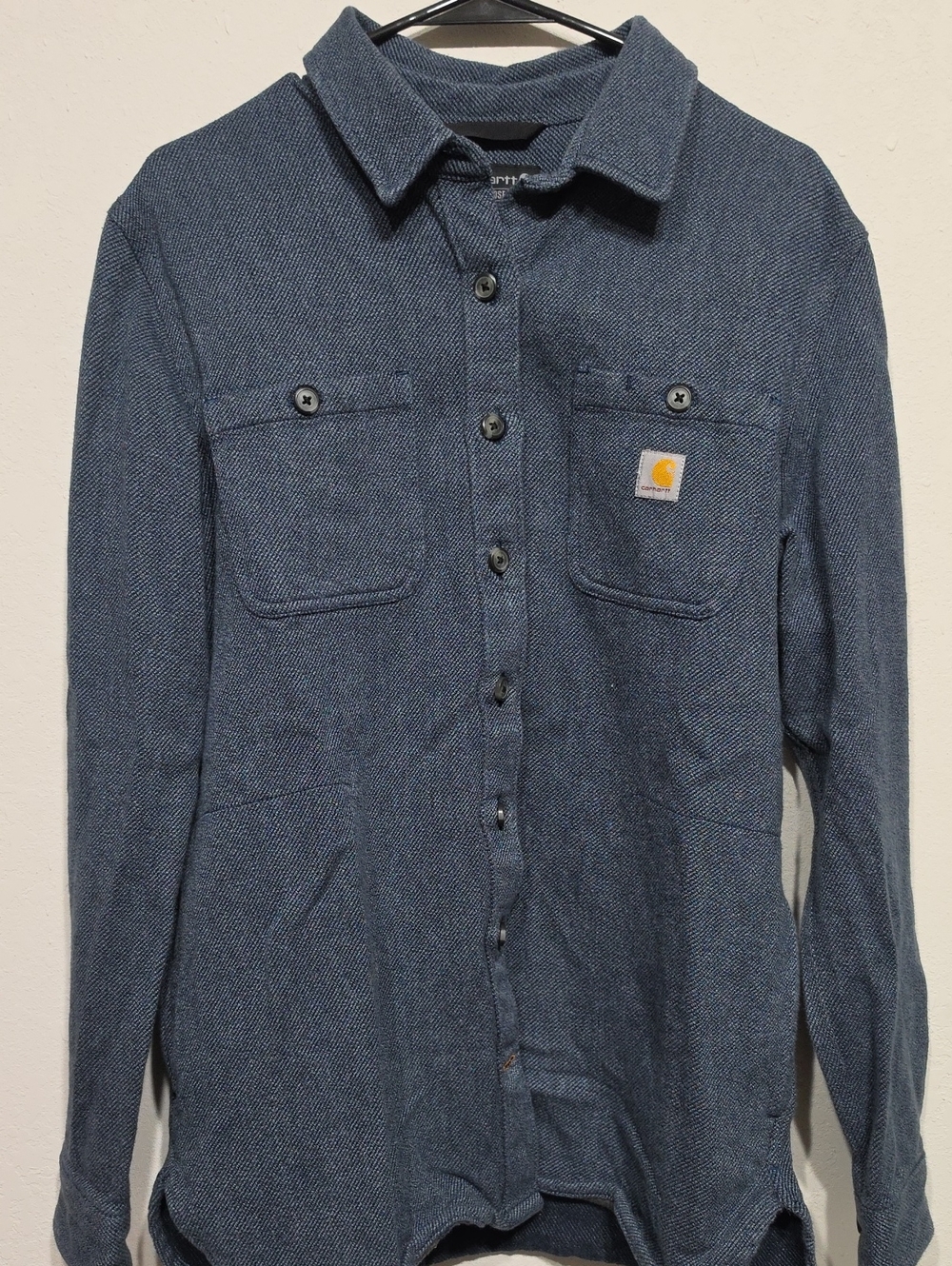 Carhartt Blue Herringbone Button-Front Work Shirt